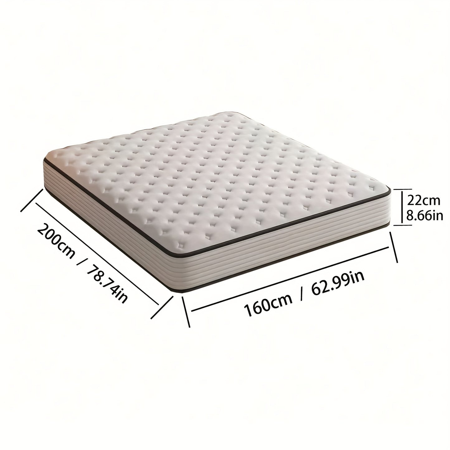 Pocketvering Matras – Latexmatras – Veer Matras – Binnenvering Matras – 160x200 cm – Medium Stevig – Memory Foam Toplaag