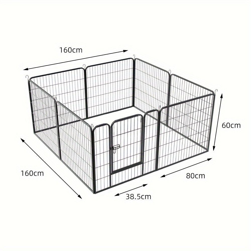 Hondenren – Puppyren – Hondenkennel – Konijnenren – Kattenren – 8 Panelen Met Deur – Stevig Metalen Frame – 60 cm Hoog