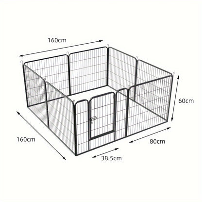 Hondenren – Puppyren – Hondenkennel – Konijnenren – Kattenren – 8 Panelen Met Deur – Stevig Metalen Frame – 60 cm Hoog