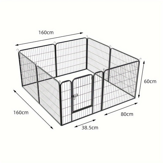 Hondenren – Puppyren – Hondenkennel – Konijnenren – Kattenren – 8 Panelen Met Deur – Stevig Metalen Frame – 60 cm Hoog