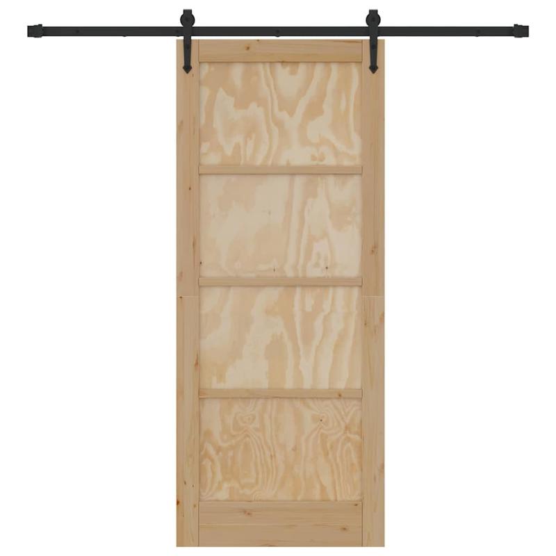 Houten Schuifdeur – Binnendeur – Roomdivider – Ruimteverdeler – Schuifpaneel – Bruin – Handmatig Schuifsysteem – 83 x 202 cm