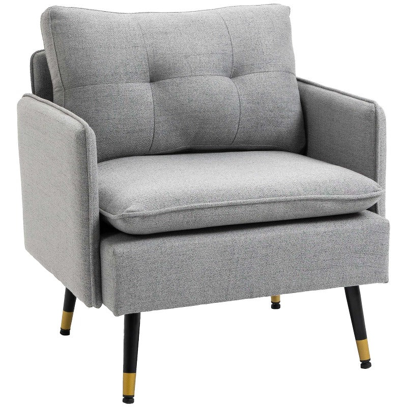 Fauteuil – Loungefauteuil – Accentstoel – Leunstoel – Zetel – Stevig Stalen Frame – Comfortabele Linnen-achtige Bekleding