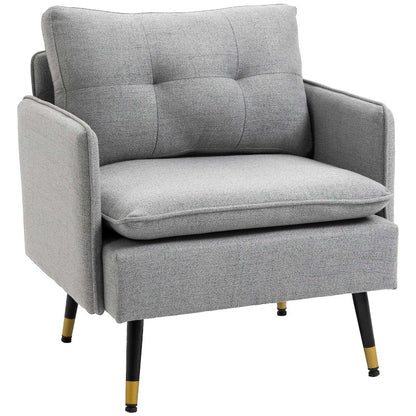 Fauteuil – Loungefauteuil – Accentstoel – Leunstoel – Zetel – Stevig Stalen Frame – Comfortabele Linnen-achtige Bekleding