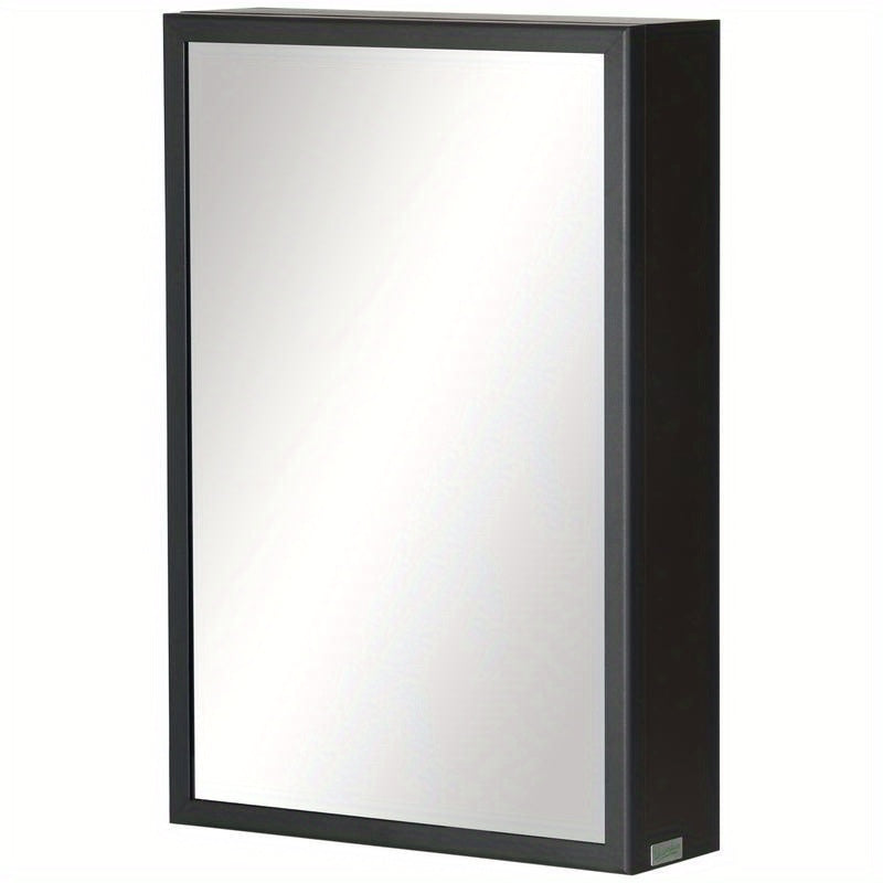 Mirror Cabinet, Bathroom Cabinet, 3 Shelves, Stainless Steel, 40X12X60Cm, Black, Bathroom Storage Cabinet with Shelves And Doors, Multifunctional Storage Unit.