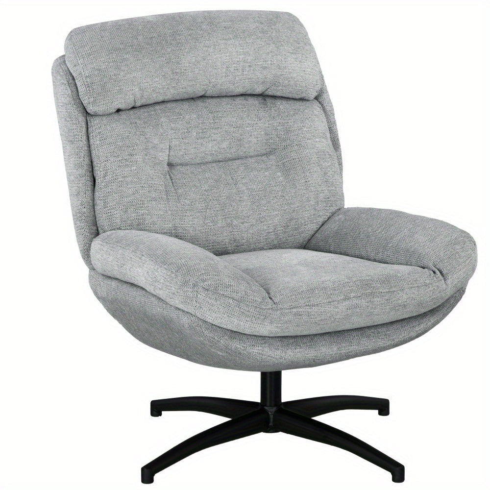 Loungestoel – Fauteuil – Draaifauteuil – Relaxstoel – Armstoel – Waterafstotende Chenille – Zachte Bekleding – Geïntegreerde Armleuningen