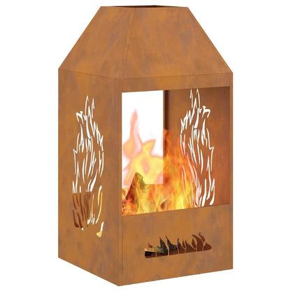Buitenhaard – Terrashaard – Vuurschaal – Vuurkorf – Fire Pit – Houtkachel – 50x50x100 cm – Bruin Gecoat Staal