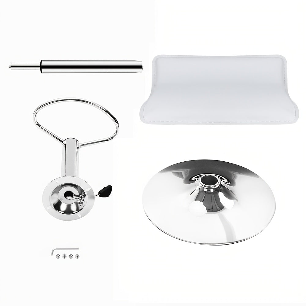 Barstoel – Barkruk – Barstoel Keuken – Barkrukken Set – Barstoelen – Verstelbare Zithoogte 55-75 cm – 360° Draaibaar – Wit PU Leer – Met Metalen Onderstel