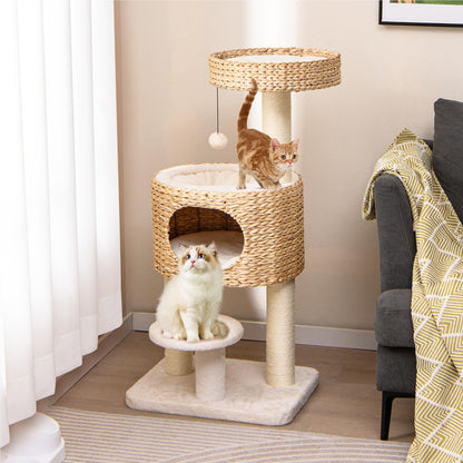 Krabpaal – Kattenkrabpaal – Kattenboom – Krabmeubel – Krabton – 104 cm Hoog – Met Kattenhol & Sisal Bekleding