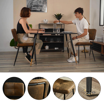 Retro Scandinavische Eetkamerstoelen – Stoelen – Diners Stoelen – Design Stoelen – Comfortabele Stoelen – Set van 2 Bruin – Ergonomisch Ontwerp – Metalen Poten