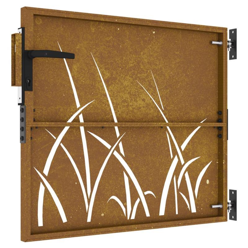 Gate Measuring 85X100 Cm with a Grass Design in Corten Steel, Suitable for Outdoor Terraces.