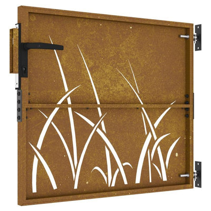 Gate Measuring 85X100 Cm with a Grass Design in Corten Steel, Suitable for Outdoor Terraces.