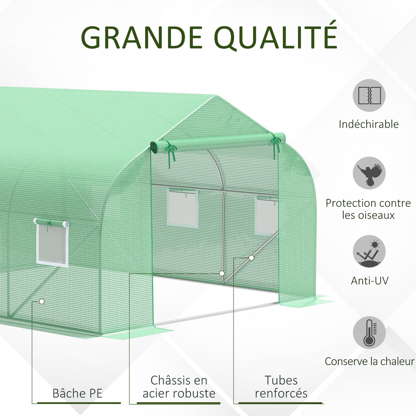 Kweektunnel – Tuinkas – Plantentunnel – Groentekas – Kas op Grond – 10,5 m² Oppervlak – Versterkt Stalen Frame