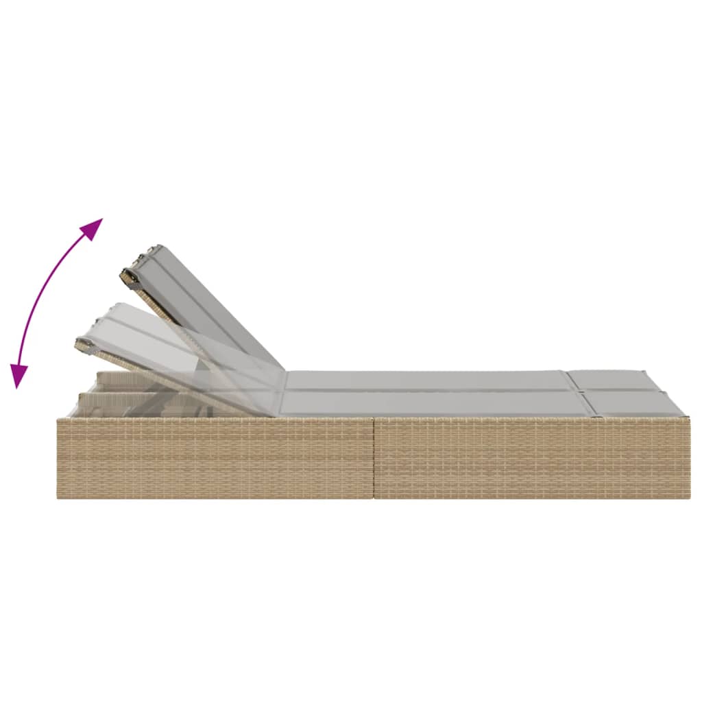 Ligbed – Dubbele Lounger – Loungezetel – Zonnebed – Ligstoel – PE-Rattan – Verstelbare Rugleuning – Comfortabele Kussens