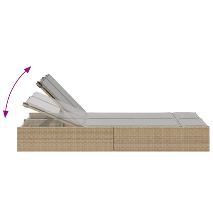 Ligbed – Dubbele Lounger – Loungezetel – Zonnebed – Ligstoel – PE-Rattan – Verstelbare Rugleuning – Comfortabele Kussens