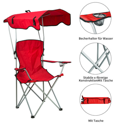 Opvouwbare Strandstoel – Strandstoel Met Parasol – Tuinstoel – Campingstoel – Vouwstoel – Compact Design – Oxford Stof