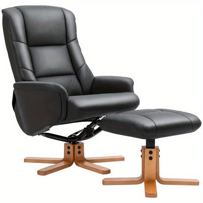 Ergonomische Relaxfauteuil – Relaxstoel – Lounge Chair – Zetel – Fauteuil Met Hocker – Verstelbare Rugleuning – Stevig Hardhout En Metaal Frame