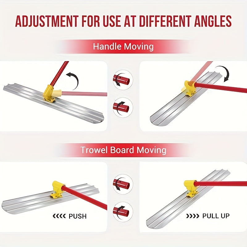 Concrete Bull Float, 121.92 x 20.32cm Magnesium Concrete Finishing Tools with Extendable Handle Bracket ×3, Surface Smoothing Kit for Smooth Finish