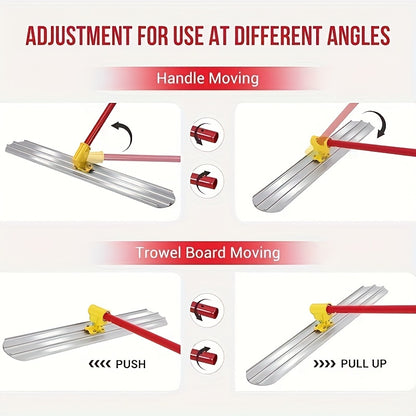 Concrete Bull Float, 121.92 x 20.32cm Magnesium Concrete Finishing Tools with Extendable Handle Bracket ×3, Surface Smoothing Kit for Smooth Finish