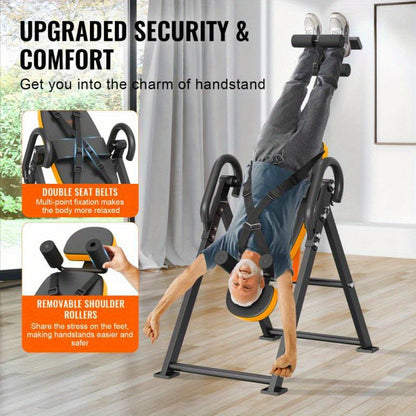 Inversietafel – Zwaartekrachttrainer – Rugtrainer – Inversiebank – Opklapbare Fitnessbank – Verstelbare Hellingshoek – Met Veiligheidsriemen – Duurzaam Metalen Frame