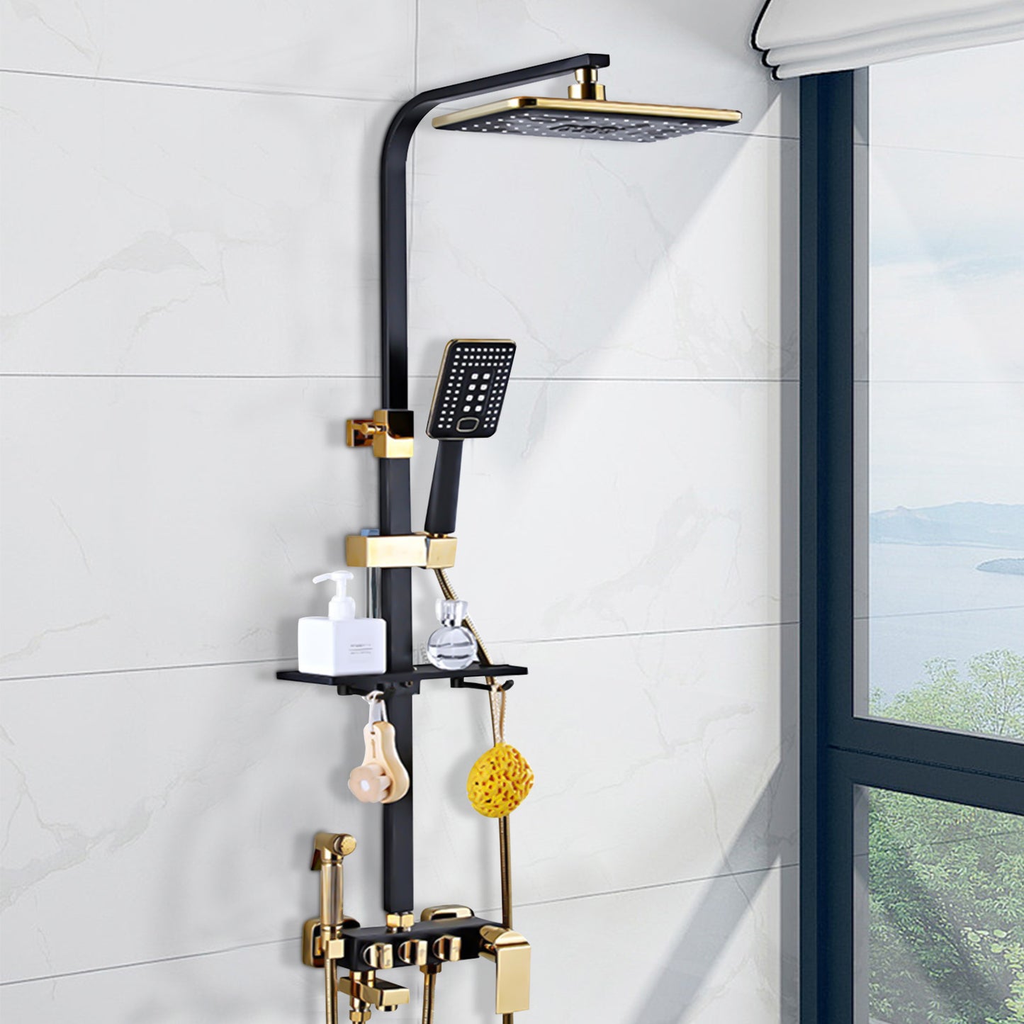 Regendouche – Douchekraan – Douchekop – Douche Systeem – Wandmontage – Modern Design – Inclusief Doucheaccessoires