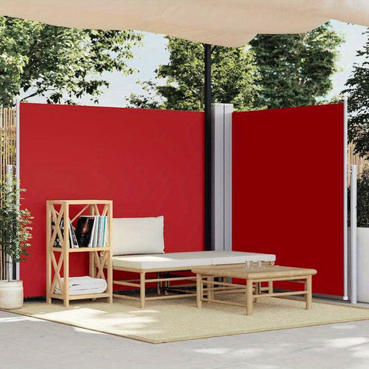 Extendable wind screen 160x600cm red removable temporary outdoor