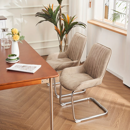 Stoelen – Eetkamerstoelen – Keukenstoelen – Woonkamerstoelen – Design stoelen – Set van 2 – Kunstleer – Comfortabele Foamvulling – Khaki kleur – Onderhoudsvriendelijk