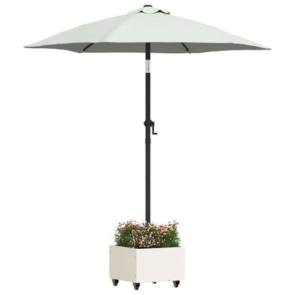 Parasolvoet – Parasolhouder – Parasolstandaard – Parasolbasis – Parasolvoet met Plantenbak – Wit – Staal – 45x45x45 cm – 360° Verstelbaar – Weerbestendig en Stevig