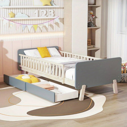 Eenpersoonsbed – 1-Persoonsbed – Stapelbed – Kinderbed – Ledikant – Metaal Frame – Stoffen Hoofdbord – 140x200 cm – Max 300 kg Belastbaar