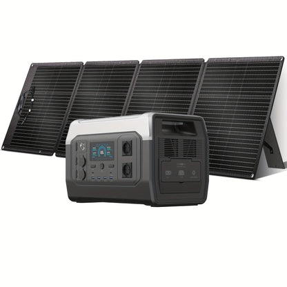Powerstation – Draagbare Generator – Stroomvoorziening – Noodstroom – Zonne-energie – 1800W Vermogen – Oplaadbare Lithiumbatterij – Europees Stekkertype – Variant XP1000_1800W+SPC200