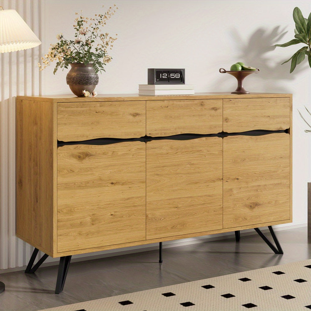 Opbergkast – Opbergmeubel – Kast – Bergkast – Dressoir – Modern – 3 Deuren – Beige – Stevige Poten – Onderhoudsvriendelijk Kunststof