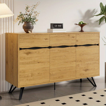Opbergkast – Opbergmeubel – Kast – Bergkast – Dressoir – Modern – 3 Deuren – Beige – Stevige Poten – Onderhoudsvriendelijk Kunststof