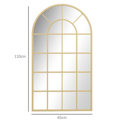 Wandspiegel – Raamspiegel – Halspiegel – Decoratieve Spiegel – Goudkleurige Spiegel – Metaal Frame – 110x65 cm – Veilig Meerlaags Glas