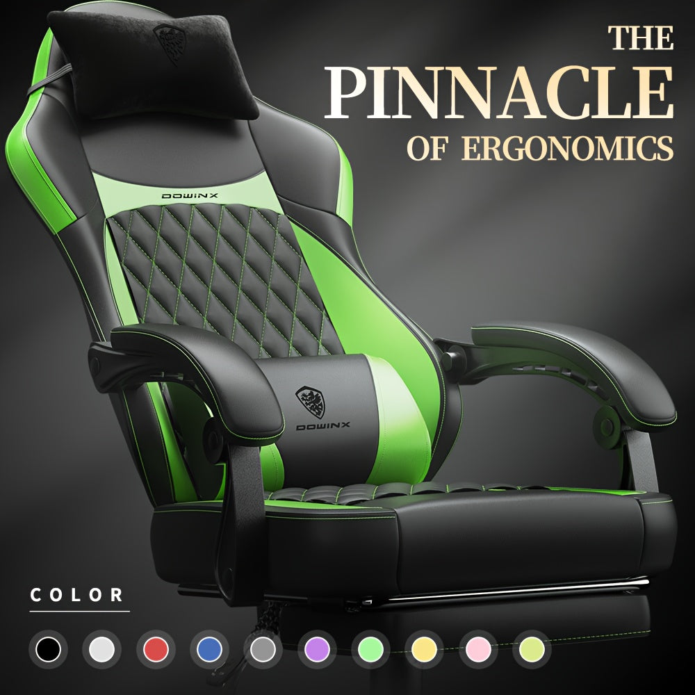 Bureaustoel – Ergonomische Stoel – Office Chair – Gamingstoel – Draaistoel – Hoog Rugleuning – Verstelbare Lendensteun – Uitschuifbare Voetsteun – Pocketveerkussen – Max. 136 kg Belastbaar