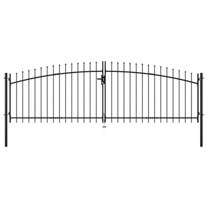 Zwarte Tuinpoort – Metalen Poort – Tuinafsluiting – Dubbele Deur – Sierpoort – Robuust Metaal – 400x150 cm – Speerpunten Veiligheidsdesign