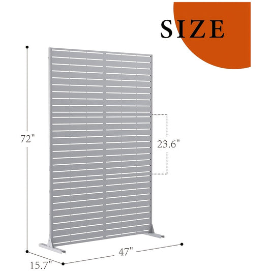 Extra Long 182.88cm Metal Privacy Screen Outdoor/Indoor - Heavy-Duty Freestanding Fence Panel with Stable Base, Modern Design - No Assembly Required, Weatherproof Room Divider for Garden, Patio, Balcony, Poolside - Decorative