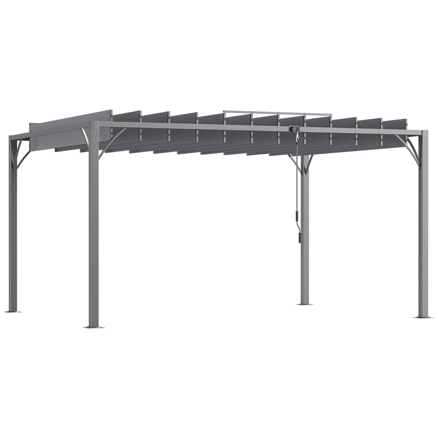 bioclimatische pergola – aluminium overkapping – tuin luifel – zonnescherm – terrasoverkapping – Verstelbare lamellen tot 135° – Duurzaam epoxy aluminium frame – Grijs – 3,9 x 2,95 m