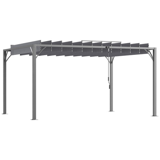 bioclimatische pergola – aluminium overkapping – tuin luifel – zonnescherm – terrasoverkapping – Verstelbare lamellen tot 135° – Duurzaam epoxy aluminium frame – Grijs – 3,9 x 2,95 m