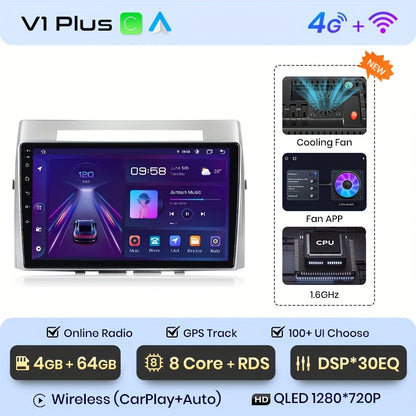 Multimedia Speler Auto – Auto Radio – Navigatiesysteem – Android Auto – CarPlay – 9 Inch Touchscreen – 4G Internetverbinding – Compatibel Toyota Verso Corolla 2004-2009