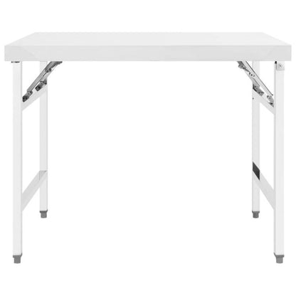 Foldable Kitchen Work Table 100X60X80 Cm Stainless Steel, Adjustable Multifunctional Stainless Steel Workshop Kitchen Table