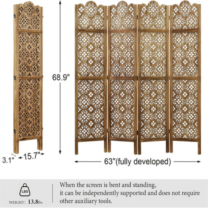 Kamerscherm – Roomdivider – Scheidingswand – Paravent – Ruimteverdeler – 4 Panelen – Hardhout – Vouwbaar & Vrijstaand