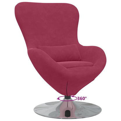 Draaifauteuil – Relaxfauteuil – Fauteuil – Lounge Stoel – Leunstoel – Wijnrood Zonder Voetenbankje – Zachte Fluweel Bekleding – 360 Graden Draaibaar