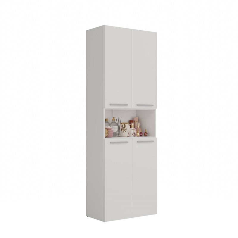 Badkamerkast – Badkamermeubel – Opbergkast – Wastafelkast – Kast Met Mand – Mat Wit – Vochtbestendig – 60 cm Mand