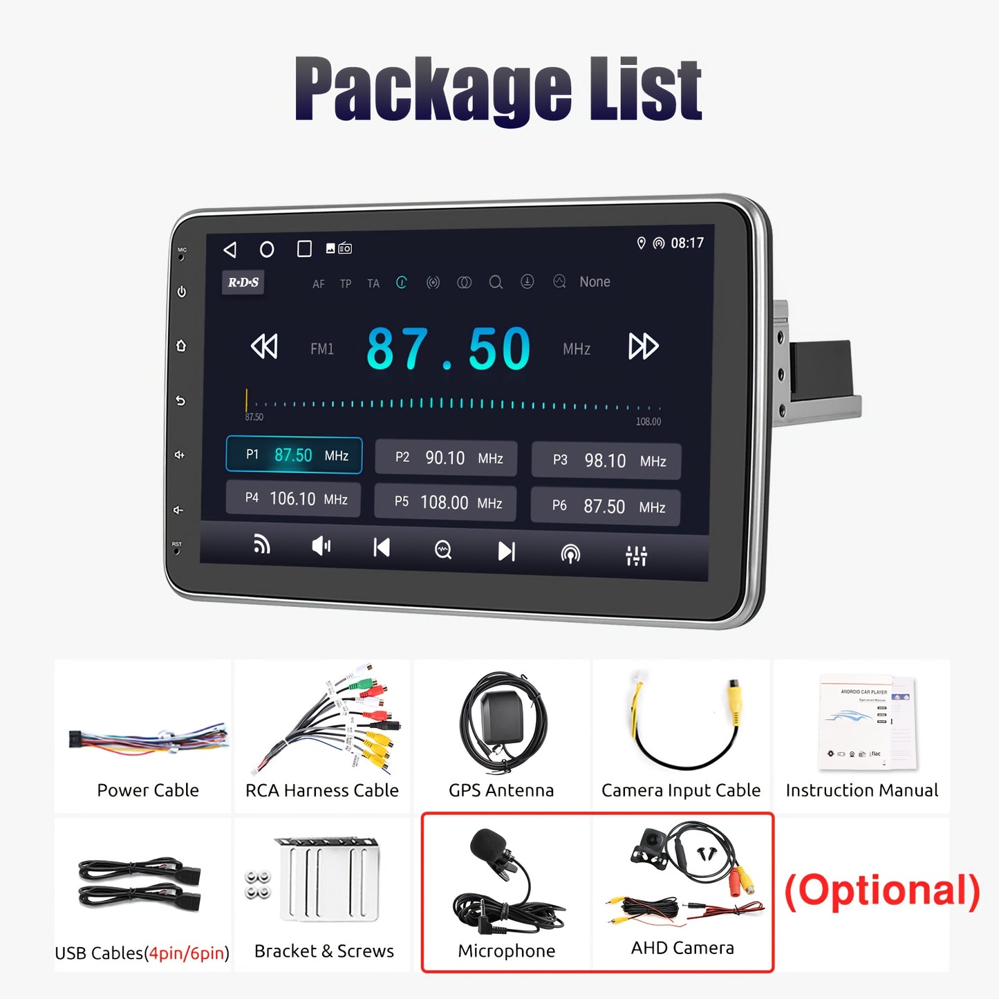 Autoradio Android – Auto Multimedia Systeem – Inbouw Radio – Car Audio Speler – Single DIN Radio – Draaibaar 10,1" Touchscreen – Draadloze CarPlay & Android Auto