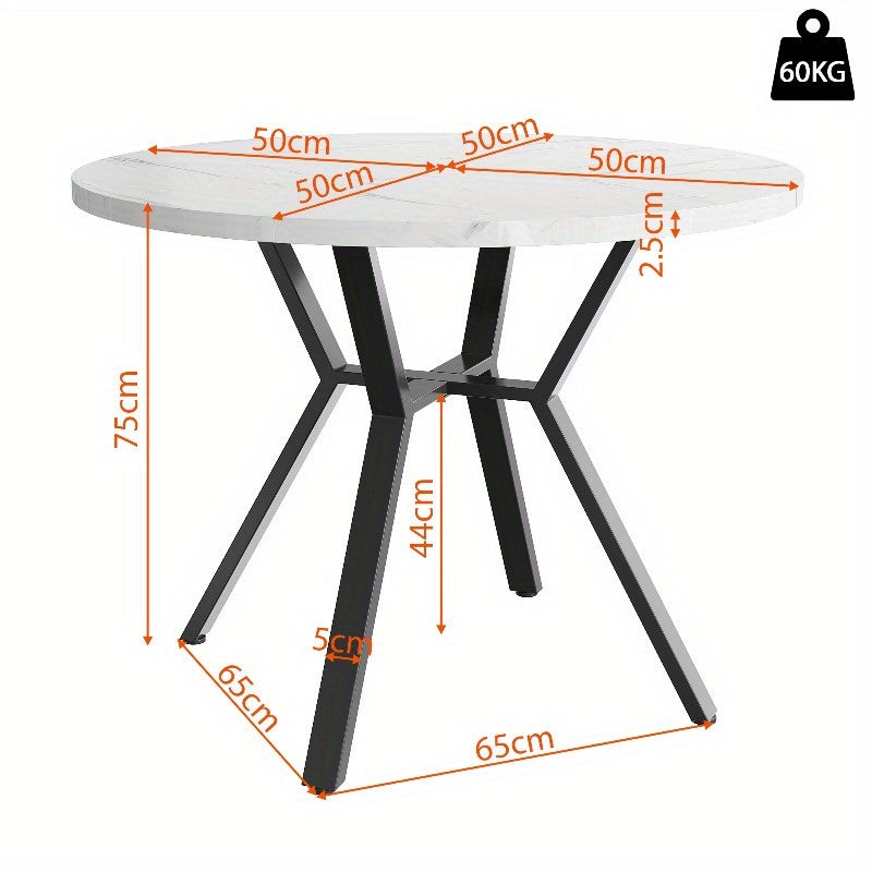 Ronde Marmeren Eettafel – Salontafel – Tafel – Woonkamer Tafel – Design Tafel – Metaal Onderstel – Duurzaam & Stevig – 100 cm – Zwart