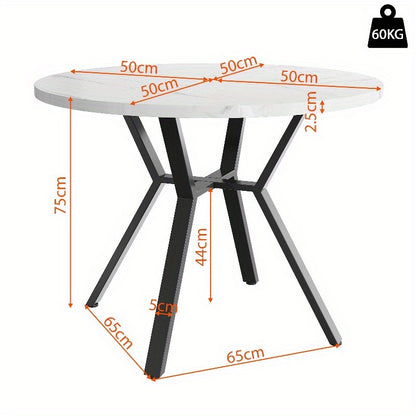 Ronde Marmeren Eettafel – Salontafel – Tafel – Woonkamer Tafel – Design Tafel – Metaal Onderstel – Duurzaam & Stevig – 100 cm – Zwart