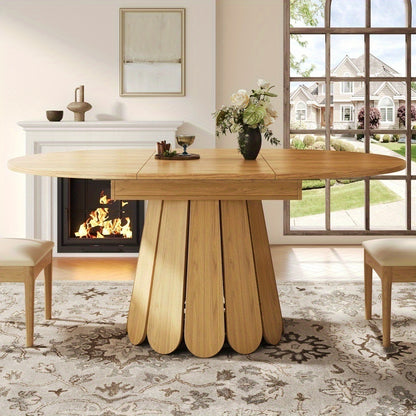 Uitbreidbare Ronde Eettafel – Uitschuifbare Eettafel – Klaptafel – Keukentafel – Balkontafel – MDF Houtlook – Tot 6 Personen – 118-158 cm