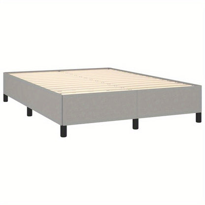 Modern Light Gray Bed Frame 140x200cm - Removable Fabric, Wooden Slats, No Power Needed, All-Season Comfort, Easy Assembly, Contemporary Design for Small Spaces, Bedroom Furniture, Minimalist Bedroom, Durable Bed Frame