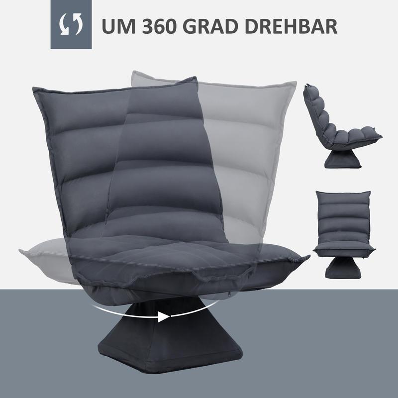 Relaxfauteuil – Relaxstoel – Ligstoel – Loungefauteuil – TV-stoel – Handmatig Verstelbaar – Ademend Stof – Brede Gebogen Rugleuning – Donkergrijs – 62x70x95 cm – Hoogwaardige Schuimvulling – Stevig Frame Met Metaal En Kunststof