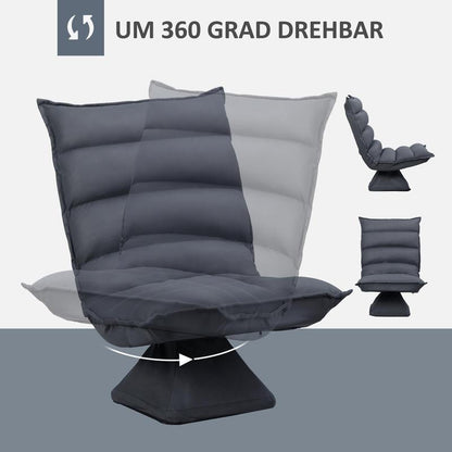 Relaxfauteuil – Relaxstoel – Ligstoel – Loungefauteuil – TV-stoel – Handmatig Verstelbaar – Ademend Stof – Brede Gebogen Rugleuning – Donkergrijs – 62x70x95 cm – Hoogwaardige Schuimvulling – Stevig Frame Met Metaal En Kunststof