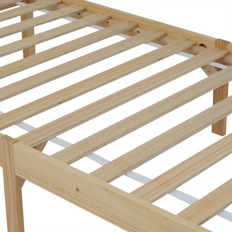 Eenpersoonsbed – Tienerbed – Volwassenenbed – Bedframe – Slaapbank – Houten Frame van Grenen – Met Middenstijl voor Extra Stevigheid – Inclusief MDF Hoofdeinde en Voetbord – Wit Natuurkleur – 90x200 cm